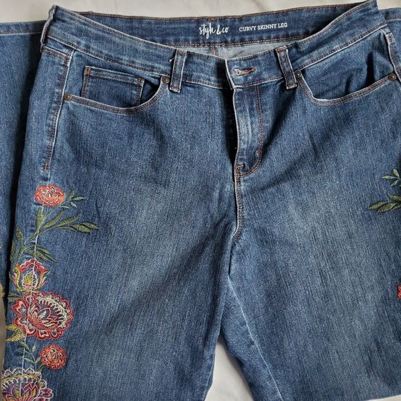 Style & co embroidered jeans sz 10 curvy skinny - Picture 1 of 6
